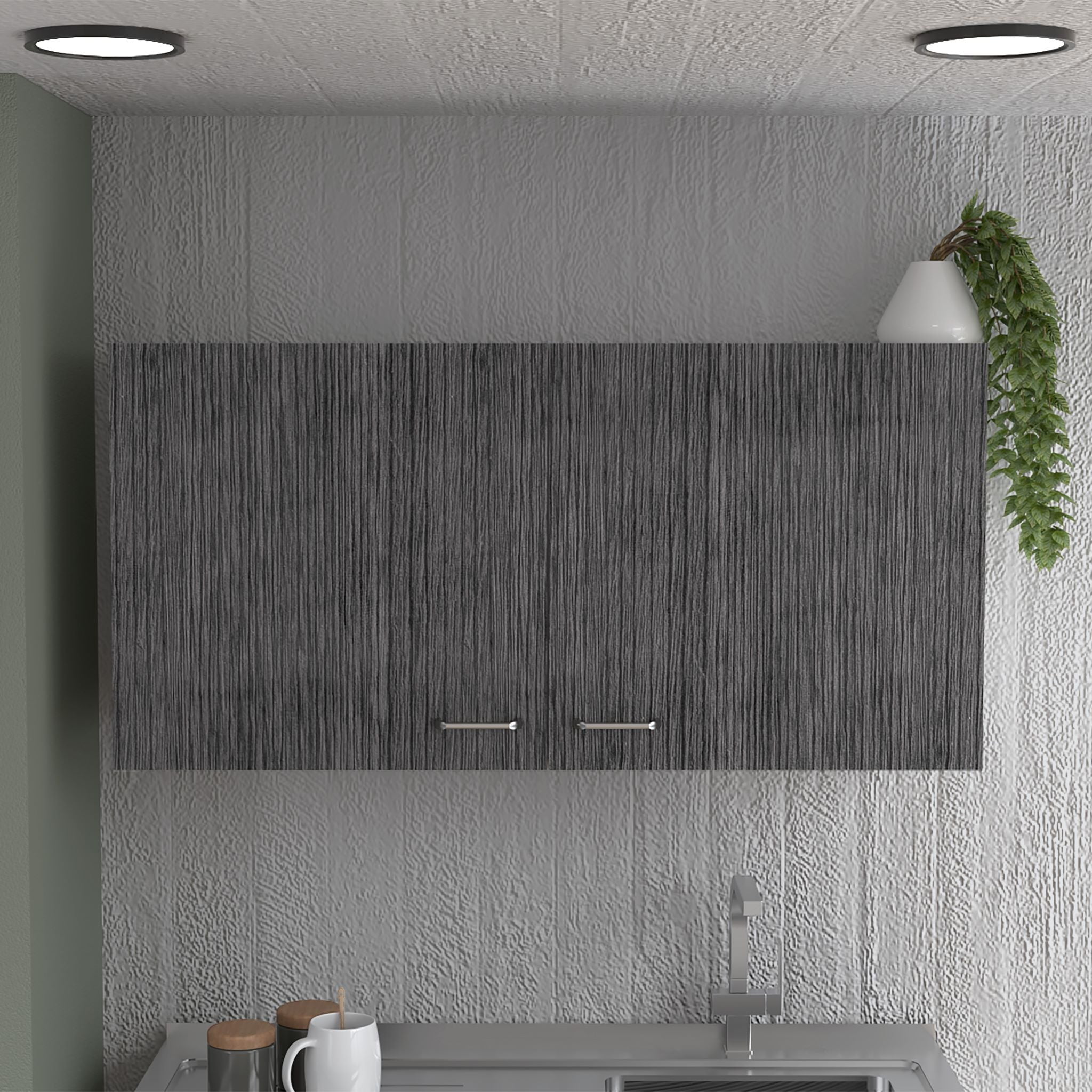Boahaus Avignon Wall Cabinet (White-Smokey Oak)
