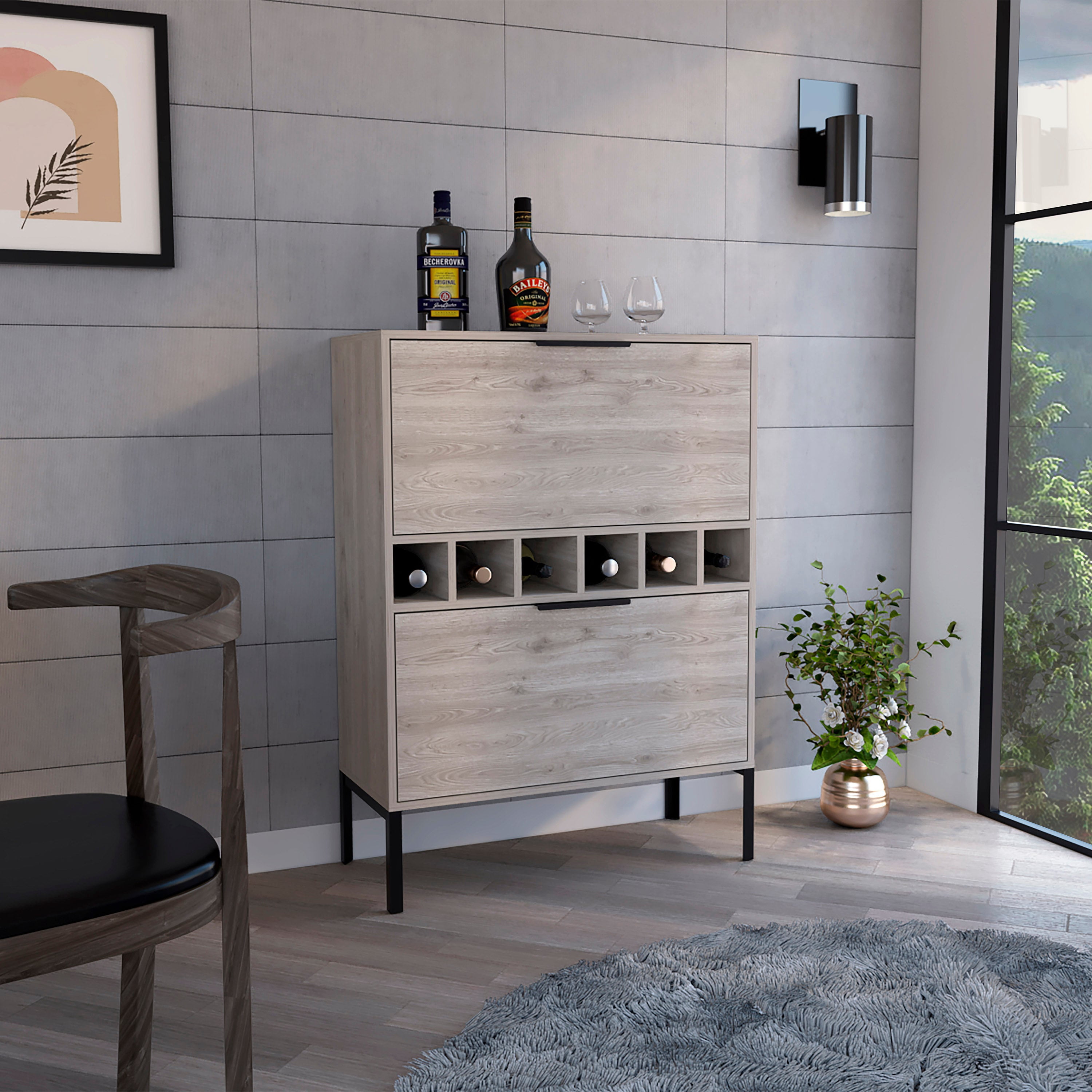 Boahaus Belfast Bar Cabinet, 2 Cabinets, Manufactured Wood, Grey