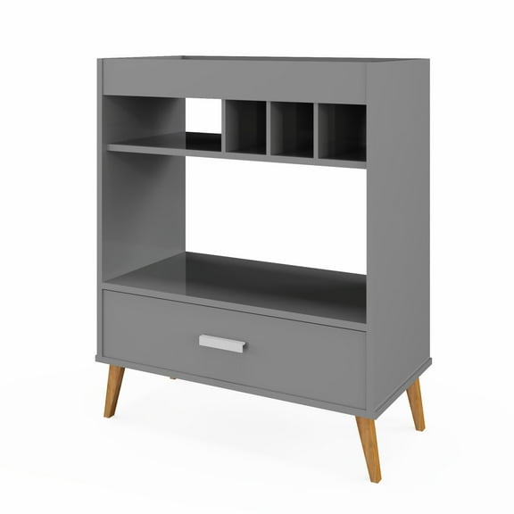 Boahaus Belfast Mini Bar Cabinet with Drawers, Wine Storage, Glass Rack, and Grey Matte Finish – Space-Saving Modern Bar Furniture for Small Apartments