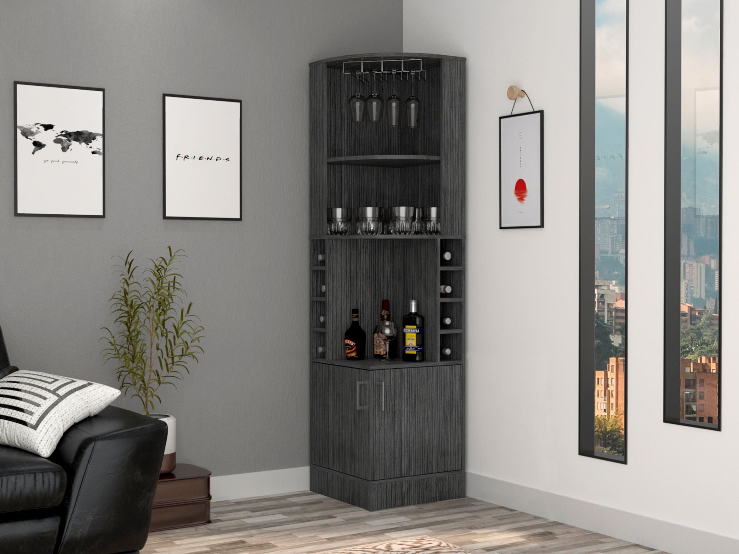 Boahaus Birmingham Bar Cabinet (Grey)