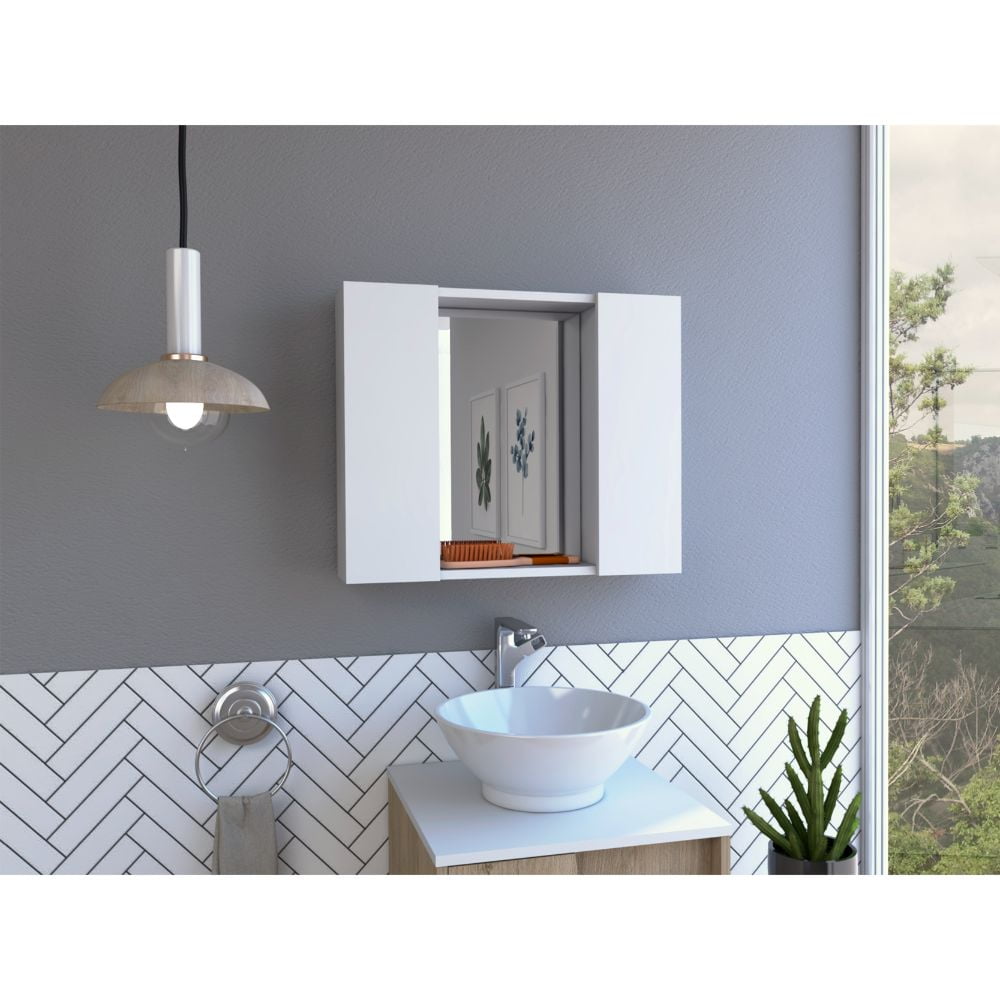 Boahaus Braga Modern Medicine Cabinet, Manufactured Wood, White