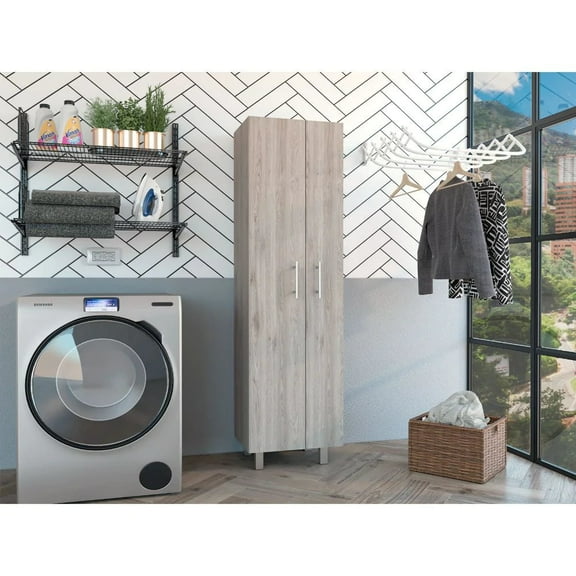 Boahaus Bullita Modern Pantry, Assembled Product Height 71.3 in, Light Grey / White