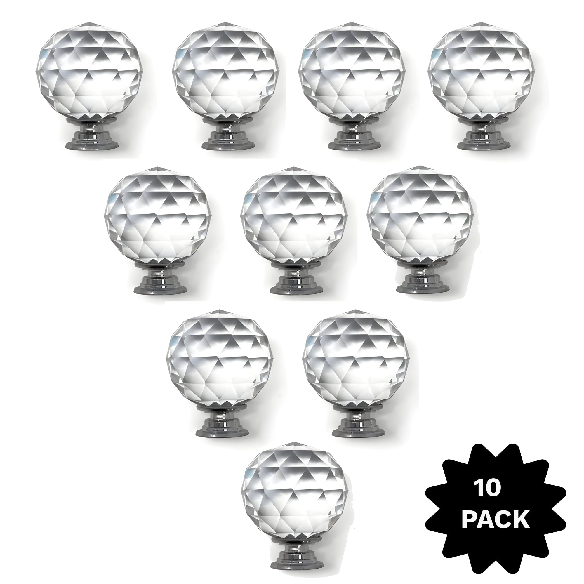 Boahaus Crystal Ball Cabinet Knobs, 1 Inch - Set of 10 Decorative