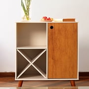 Boahaus Modern Bar Cabinet with 6-Bottle X-Shaped Wine Rack, Open Shelf and Storage Cabinet with Doors, Two-Tone Finish