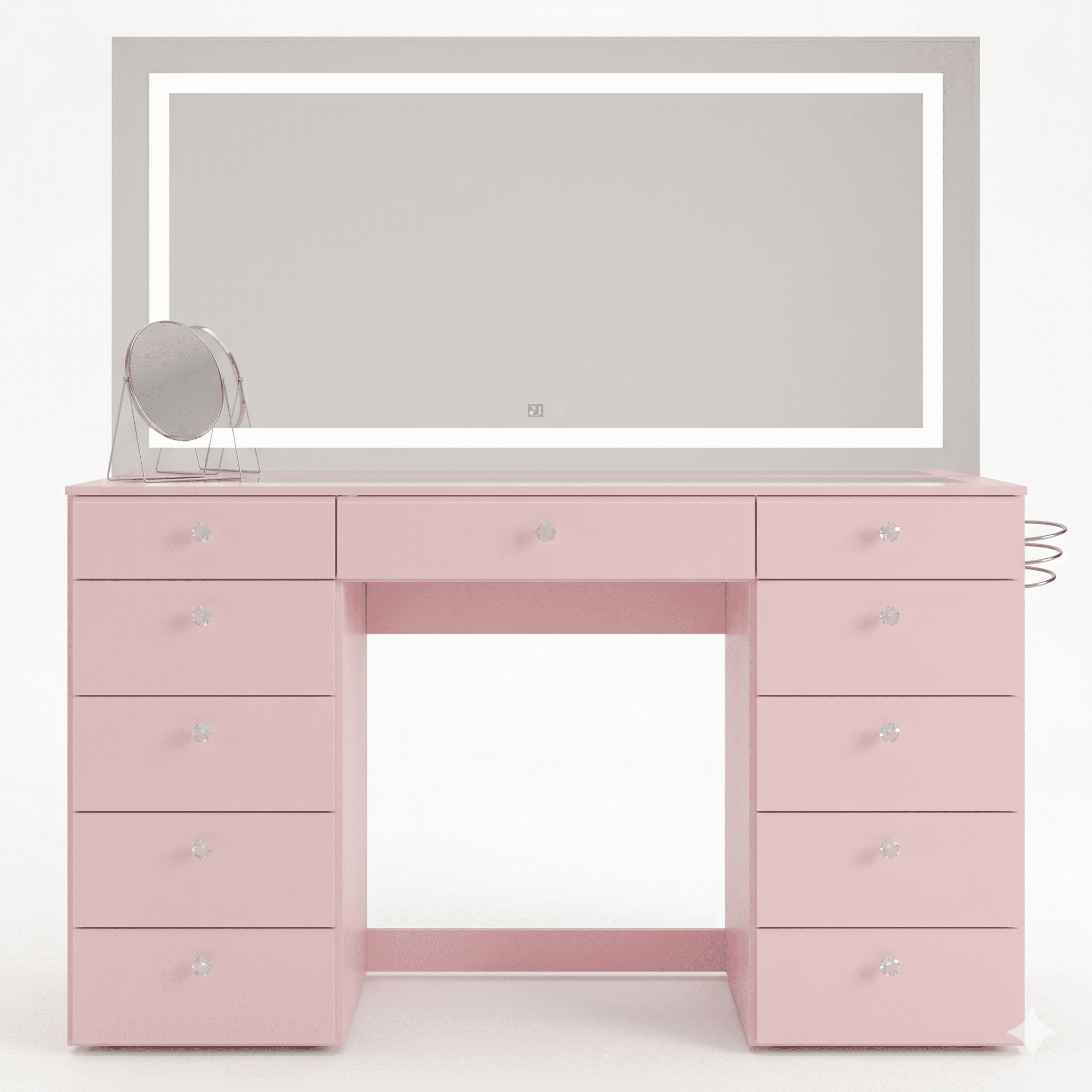 Boahaus Elara Extra Large Vanity Desk with Adjustable Mirror Lighting and Built-In Speakers