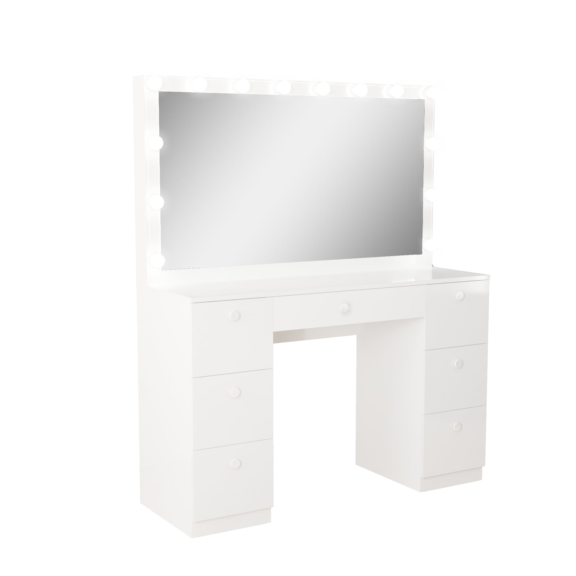 Boahaus Freya Modern Makeup Vanity with Lights, White Vanity Table for