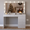 thumbnail image 1 of Boahaus GRWM Diana 1 Piece Modern Vanity Table Set with Built-in Lights and Charging Station, 7 Drawers, Greige, 1 of 15