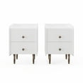 thumbnail image 1 of Boahaus Granada Modern White Nightstand, Compact Bedside Table with Solid Wood Legs, Curved Edges & Tray-Style Top, for Bedroom, 1 of 7