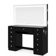 thumbnail image 1 of Boahaus Ivy Vanity Set with LED Mirror, Bluetooth Speakers & Extra Storage, Black, 1 of 4