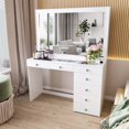 thumbnail image 1 of Boahaus Jane White Makeup Vanity with 7 Drawers and Mirror Crystal Knobs, 1 of 5