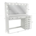 thumbnail image 1 of Boahaus  Makeup Vanity Desk Glass Top 8 Drawers Crystal Knobs Lighted Mirror White-Crystal Knobs, 1 of 5
