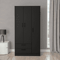 thumbnail image 1 of Boahaus Koblenz Modern Bedroom Armoire, 3 Opening Doors, Black, Manufactured Wood, 1 of 8