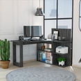 thumbnail image 1 of Boahaus Kochi Modern Desk, 4 Open Shelves, for Adults, Gray, 1 of 5
