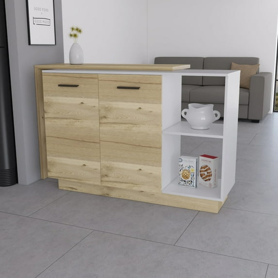Boahaus Le Mans Kitchen Island, Assembled Product Height 35 in, White