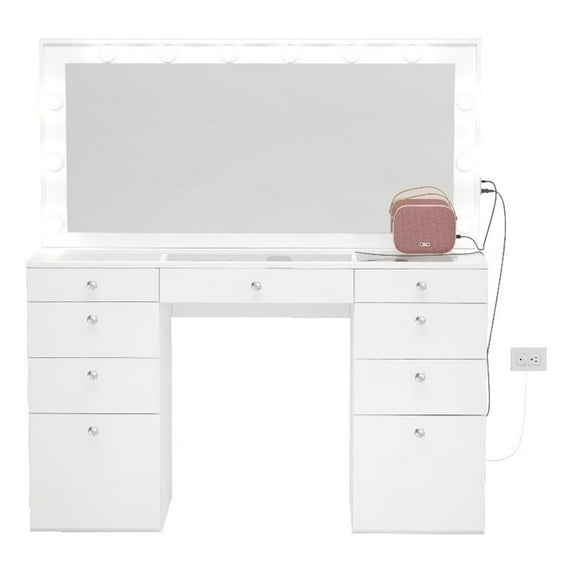 Boahaus Leonore Makeup Vanity Desk (Crystal Ball Knobs)