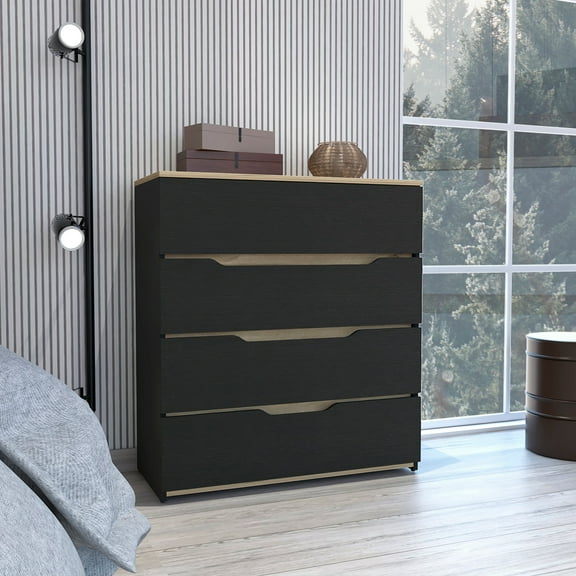 Boahaus Leymah Dresser, Manufactured Wood, for Adults, Black Wengue / Light Oak