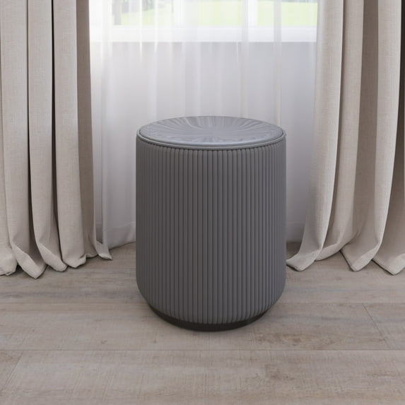 Boahaus Lyanna Makeup Vanity Stool with Soft Cushion, Grey (No Storage)