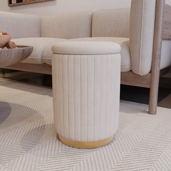 Boahaus Lyanna Makeup Vanity Stool with Storage and Soft Cushion, White