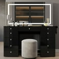 thumbnail image 1 of Boahaus Lydia Modern Vanity Desk with Mirror, Speakers, Lights & Charging Station, Black, 1 of 9