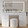 thumbnail image 1 of Boahaus Lydia Modern Vanity Desk with Mirror, Speakers, Lights & Charging Station, White, 1 of 9