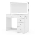 thumbnail image 1 of Boahaus Lyra Vanity Desk with LED Mirror and Built-In Speakers – Compact Makeup Vanity Table with Storage and Power Outlet, 1 of 12