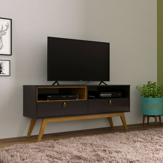 Boahaus Milwaukee Black Matte TV Stand, TVs up to 55", Manufactured Wood