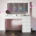 thumbnail image 1 of Boahaus Modern Lighted Vanity Desk with Bluetooth Speakers & Crystal Knobs, White, 1 of 11