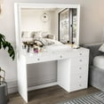Boahaus Modern White Painted Makeup Vanity Table with Crystal Knobs for