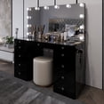 thumbnail image 1 of Boahaus Orla Large Black Makeup Vanity Desk with Lights, Bluetooth Speakers, and Mirror, 1 of 10