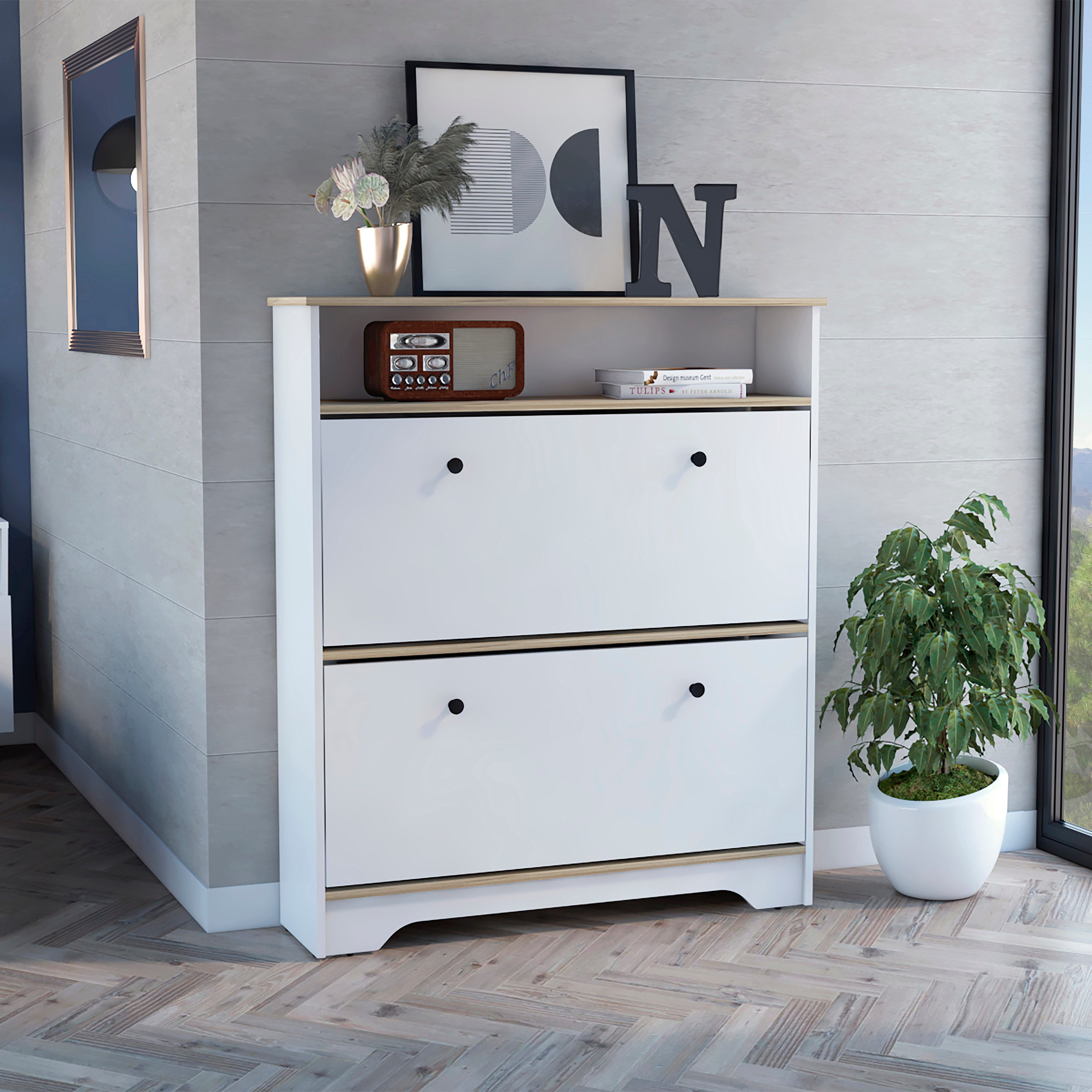 Boahaus Santonum Shoe Rack, 3-Tier, Light Oak / White - Walmart.com