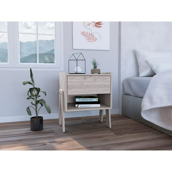 Boahaus Sevilla Modern Light Gray Painted Nightstand, 1 Drawer