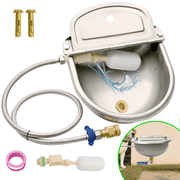 Boajf Automatic Dog Water Dispenser 1 Gallon with Drainage System & Auto Refill, 304 Stainless Steel, Includes Waterer, Drainage Water Valve, 2 Float Valve, Hose Quick Connector, for Horse, Chicken