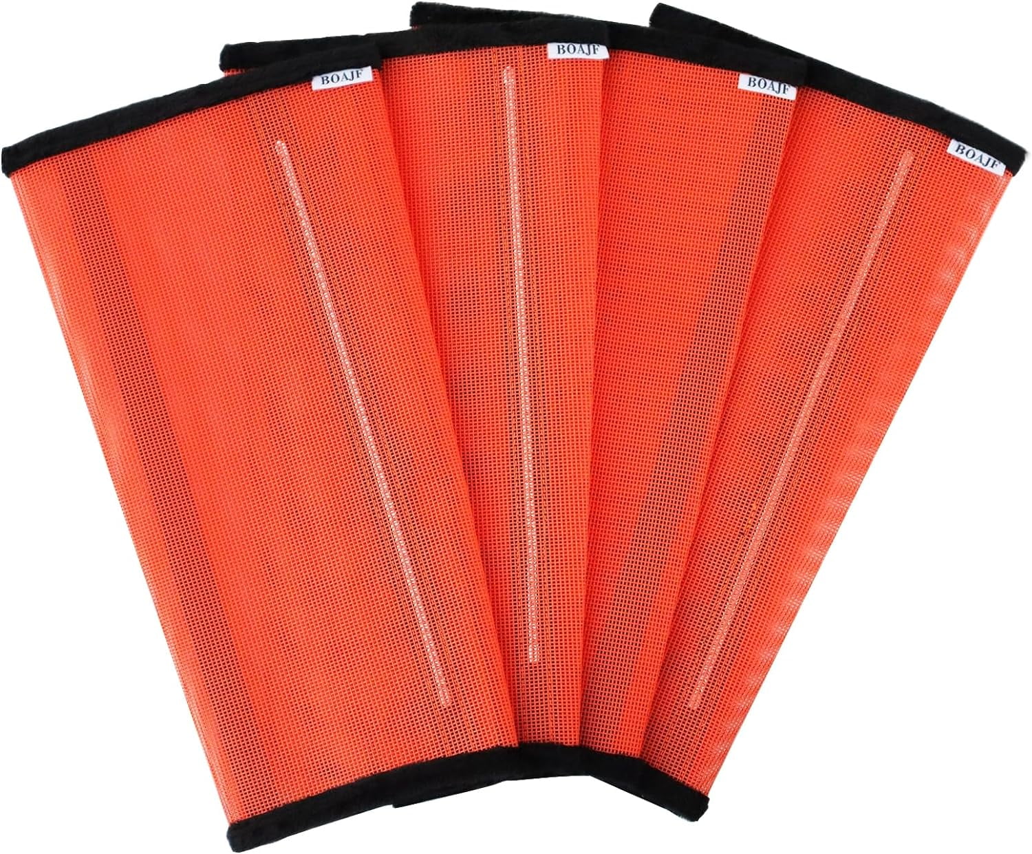 Boajf Fly Boots for Horses Set of 4, Loose Non-Slip & Plastic Mesh Design, Soft Fabric to Avoid Chafing, Reduces Stress & Stomping (Orange)
