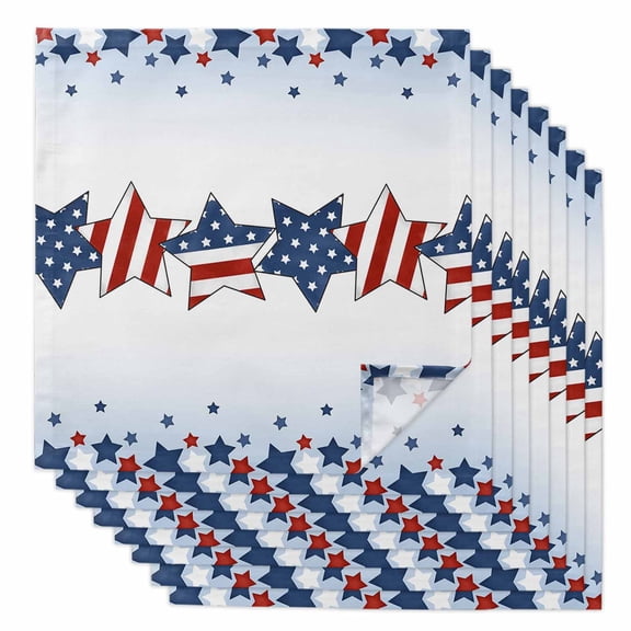 Boanket 4th of July Cloth Napkins Set of 8, Holiday Napkins for Baby Shower, American Star Blue Ombre Independence Day Washable Reusable Dinner Napkins for Cocktail Wedding Party, 20 x 20 Inch