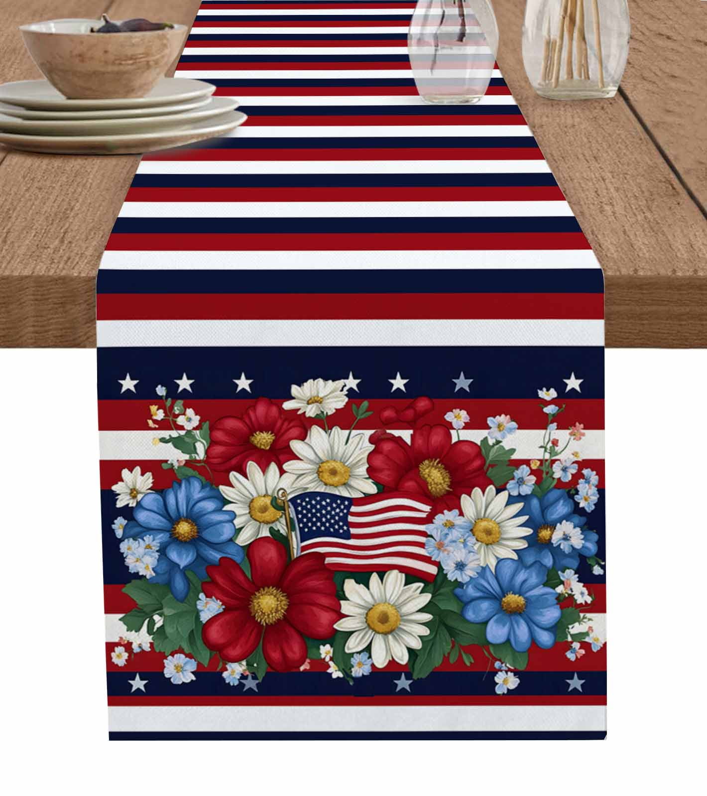 Boanket 4th of July Table Runner - 120 Inch Long, Kitchen Dining Table ...