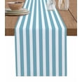 thumbnail image 1 of Boanket Aqua Striped Table Runner - 72 Inch Long, Kitchen Dining Table Runner Dresser Scarves, Modern Farmhouse Blue White Stripes Farmhouse Home Decor for Coffee Table Wedding Party Banquet, 1 of 8