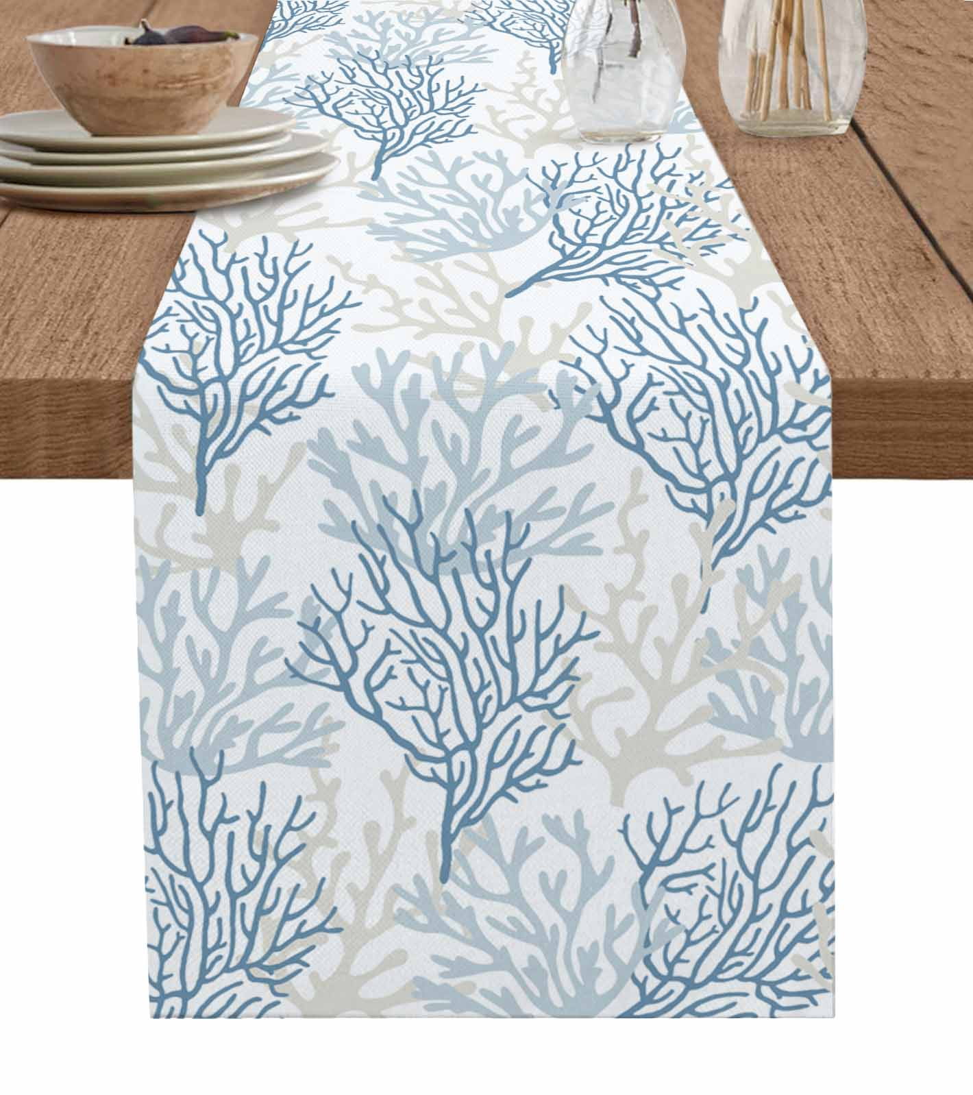 Silver Velvet Table Runner With Tassels - 48 Inch, Foil Print, For Weddings, Holidays & Dining Decor