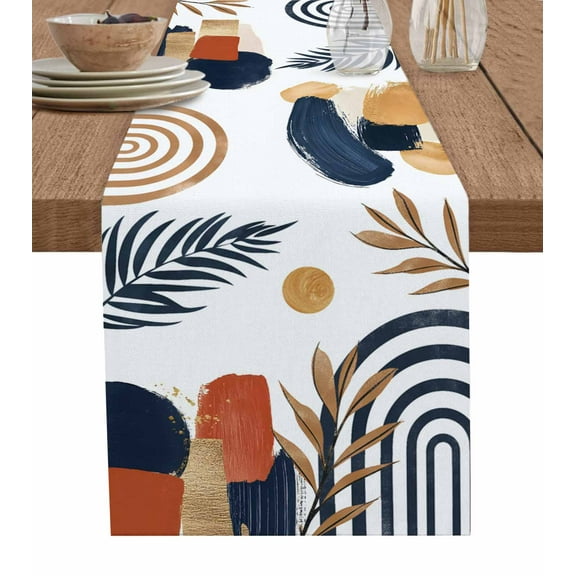 Boanket Bohemian Nordic Table Runner - 48 Inch Long, Kitchen Dining Table Runner Dresser Scarves, Middle Century Abstract Palm Tree Farmhouse Decor for Coffee Tables Wedding Party Banquet