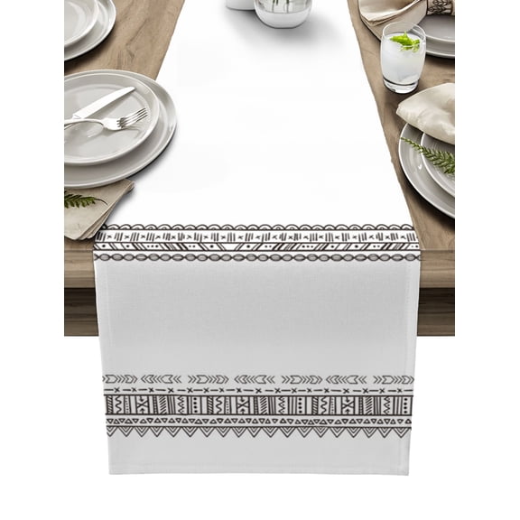 Boanket Bohemian, Table Runner - 60 Inch Long, Kitchen Dining Table Runner Dresser Scarves, Ethnic Black Tribal Unique Chic Boho Farmhouse Home Decor for Coffee Table Wedding Party Banquet