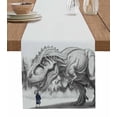 thumbnail image 1 of Boanket Dinosaurs Boy Table Runner - 90 Inch Long, Kitchen Dining Table Runner Dresser Scarves, Gray Funny Cartoon Forest Animals Farmhouse Decor for Coffee Tables Wedding Party Banquet, 1 of 8