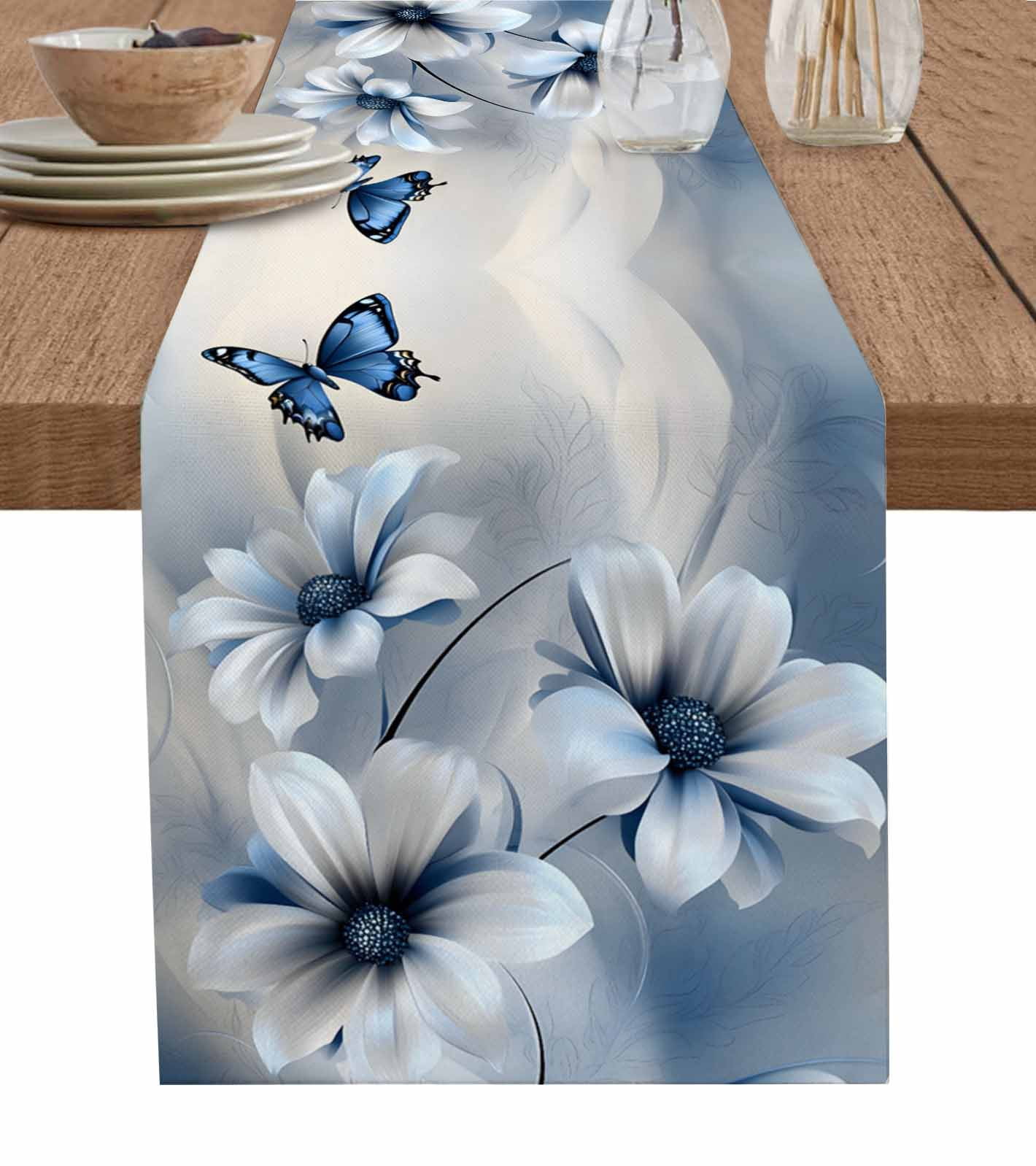 Rustic Modern Table Runner Boanket Elegant Floral Table Runner - 36 Inch Long, Kitchen Dining ...