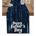 thumbnail image 1 of Boanket Happy Father's Day Table Runner - 60 Inch Long, Kitchen Dining Table Runner Dresser Scarves, Navy Blue Shabby Wooden Grain Farmhouse Decor for Coffee Tables Wedding Party Banquet, 1 of 8