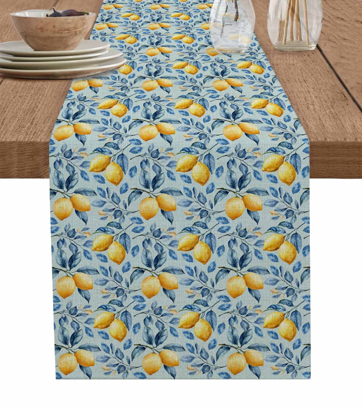 Boanket Lemon Table Runner - 90 Inch Long, Kitchen Dining Table Runner ...