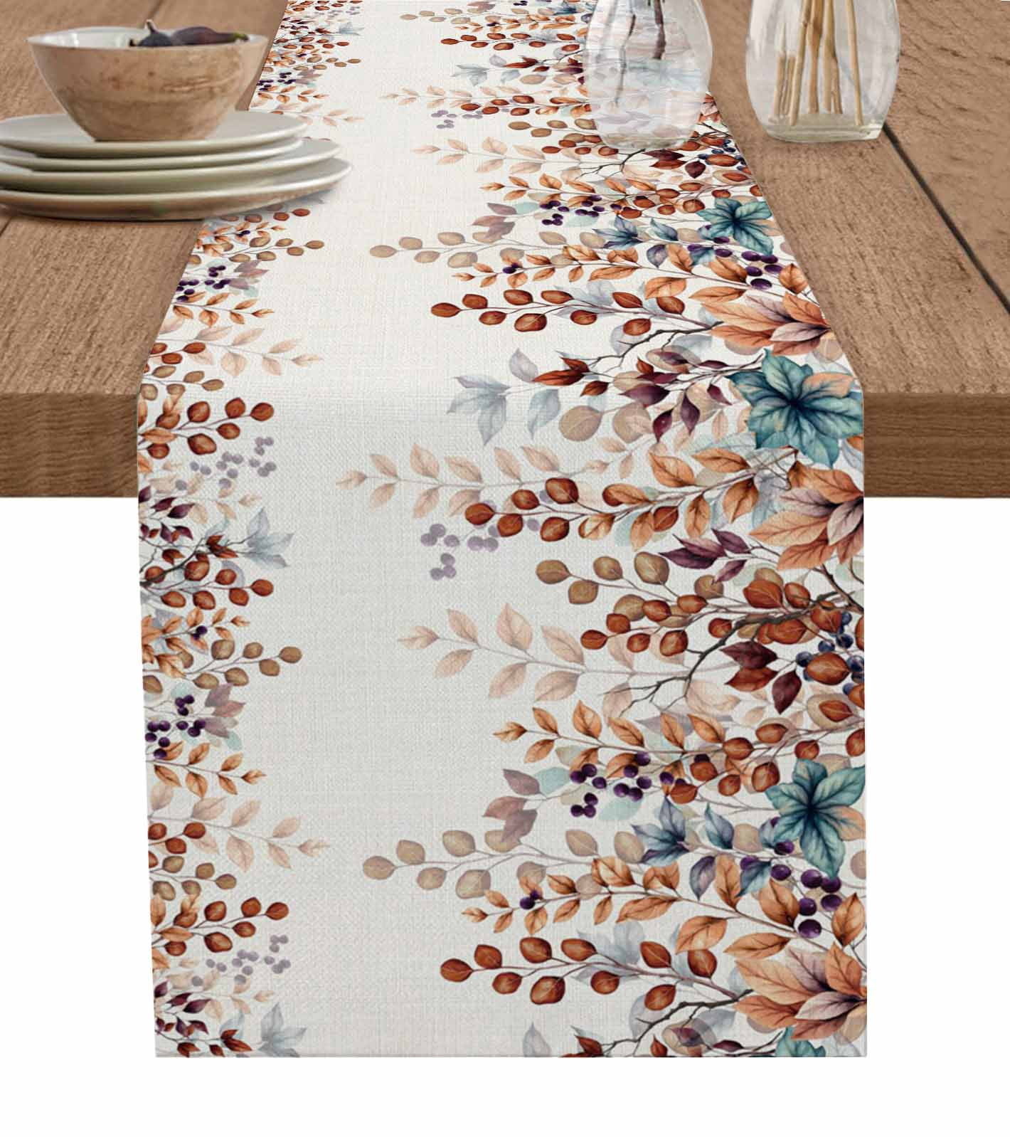 Boanket Orange Eucalyptus Leaves Table Runner - 72 Inch Long, Kitchen ...