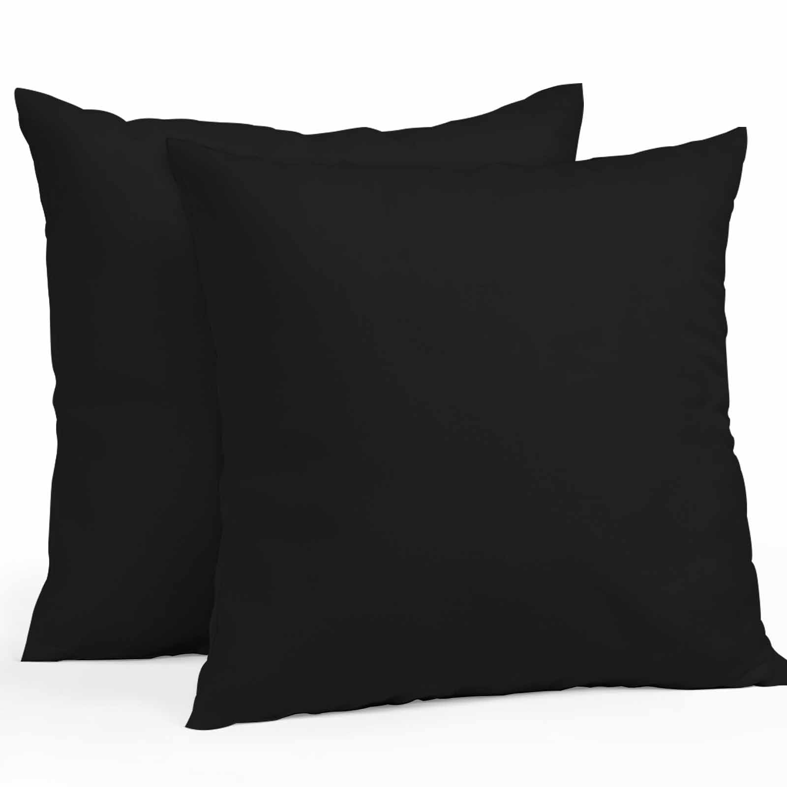 Boanket Outdoor Pillow Covers 18 x 18 Inches, Black Waterproof Throw Pillow Cover Set of 2, Pure Black Decorative Square Cushion Covers for Patio/Tent/Couch/Garden