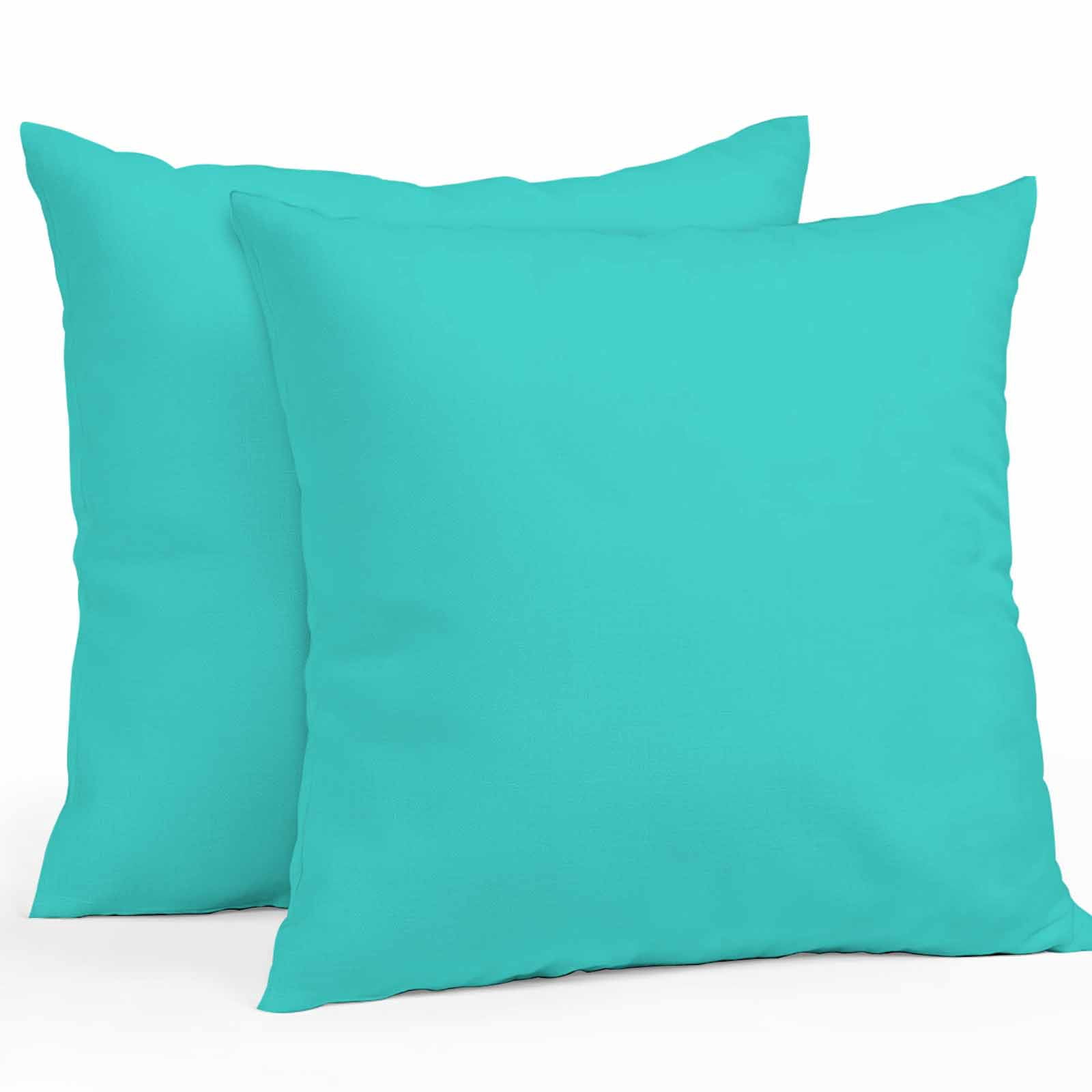 Boanket Outdoor Pillow Covers 18 x 18 Inches, Turquoise Waterproof Throw Pillow Cover Set of 2, Modern Pure Turquoise Decorative Square Cushion Covers for Patio/Tent/Couch/Garden