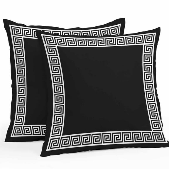 Boanket Outdoor Pillow Covers 24 x 24 Inches, Black Waterproof Throw Pillow Cover Set of 2, Modern Geometric Abstract Art Aesthetics Decorative Square Cushion Covers for Patio/Tent/Couch/Garden