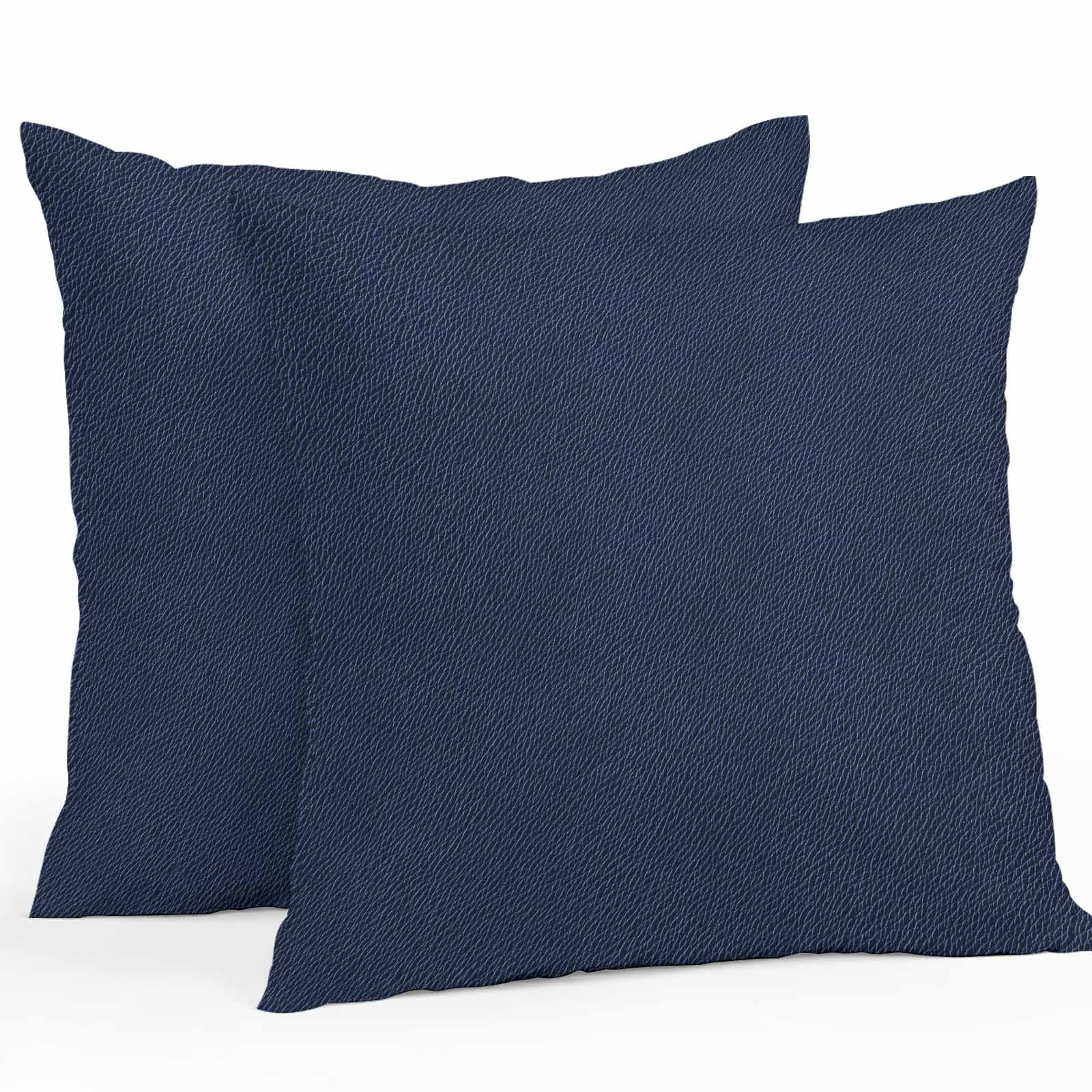 Boanket Outdoor Pillow Covers 24 x 24 Inches, Solid Dark Blue Waterproof Throw Pillow Cover Set of 2, Minimalism Abstract Denim Texture Decorative Square Cushion Covers for Patio/Tent/Couch/Garden