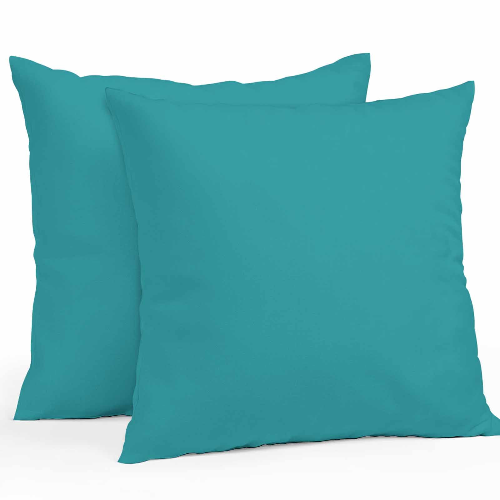 Boanket Outdoor Pillow Covers 24 x 24 Inches, Teal Waterproof Throw Pillow Cover Set of 2, Turquoise Pure Teal Decorative Square Cushion Covers for Patio/Tent/Couch/Garden
