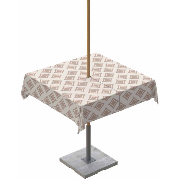 Boanket Outdoor Tablecloth with Umbrella Hole for Patio/Picnic/Party/Camping, Abstract Khaki Waterproof Table Cloth Square Cover Washable, Modern Contemporary Art Vintage (60"x 60")